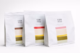 Tre påsar Comfoo Original, Choklad, Jordgubb och Hallon