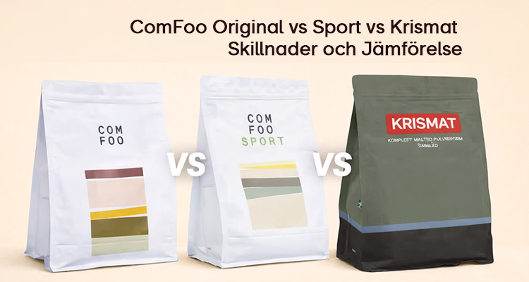 ComFoo Original, Sport och Krismat, jämförelse av måltidsersättningar